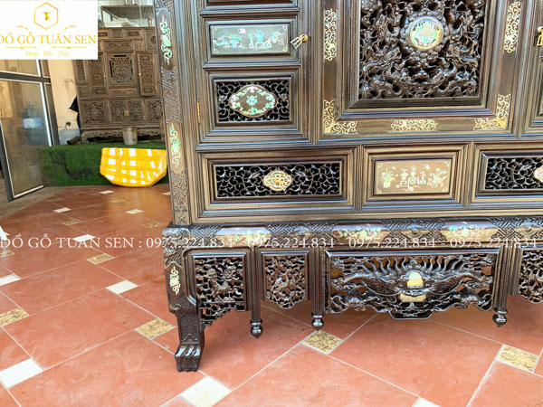 Hình ảnh tủ thờ gỗ gụ khảm ốc T36